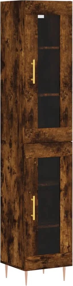 vidaXL Dulap înalt, stejar fumuriu, 34,5x34x180 cm, lemn prelucrat