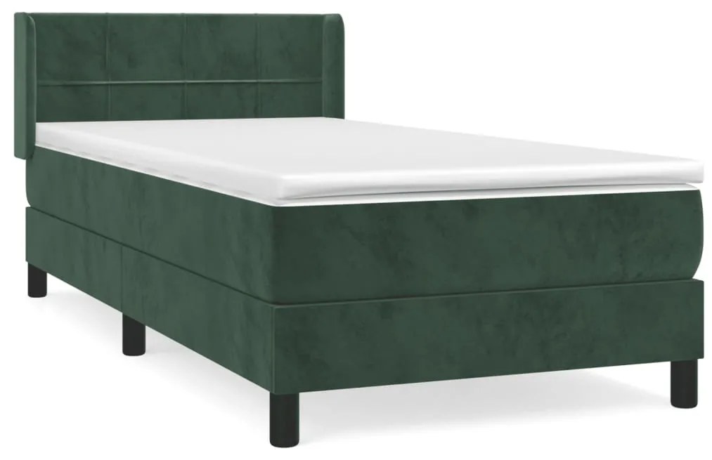 3130928 vidaXL Pat box spring cu saltea, verde închis, 80x200 cm, catifea