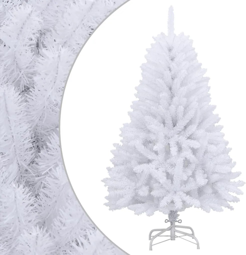 vidaXL Brad de Crăciun artificial cu suport și balamale, alb, 150 cm