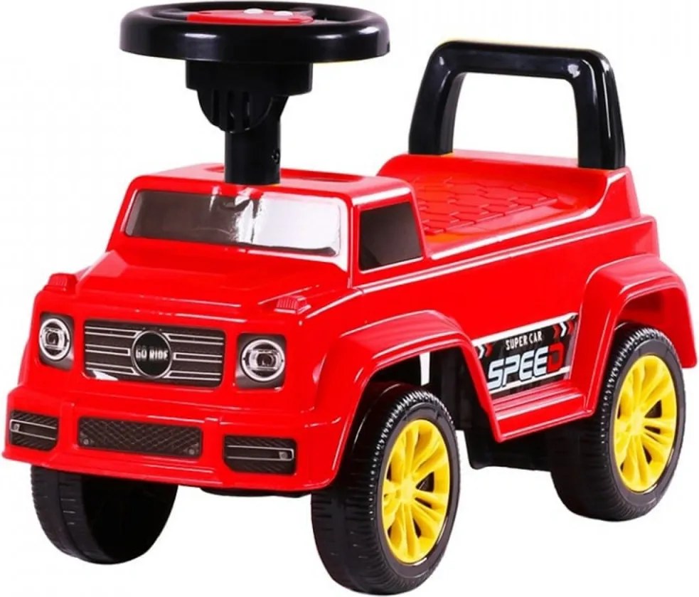 Masinuta cu Functie de Trotineta Fara Pedale Pentru Copii NOVOKIDS™ Speedy , Maxim 25 Kg, Cu Melodii si Sunete, Spatar de Protectie si Volan, ROSU