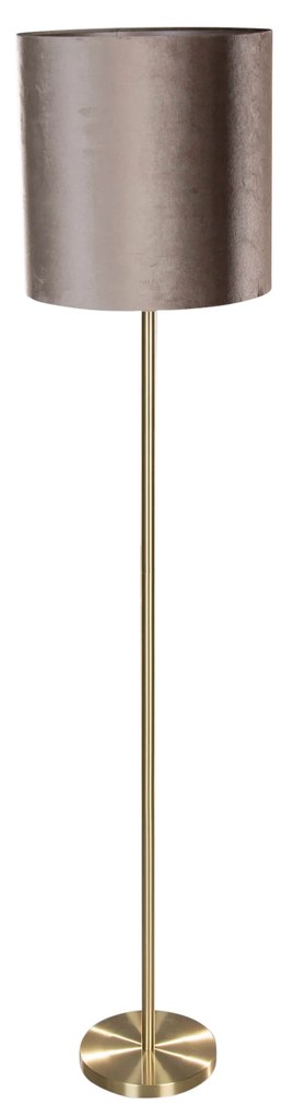 Lampă de podea din alamă cu abajur de catifea gri-maroniu 50cm - Simplo