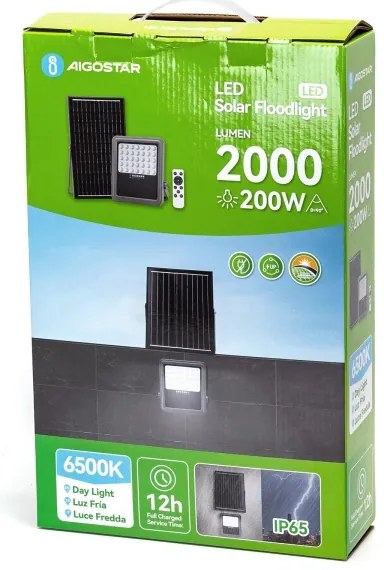 Proiector LED solar dimabil Aigostar LED/200W/3,4V IP65 + telecomandă