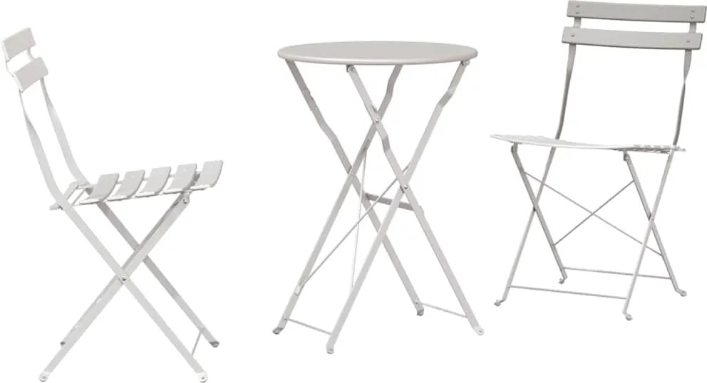 vidaXL Set Bistro Pliabil 3 pcs Bej Oțel