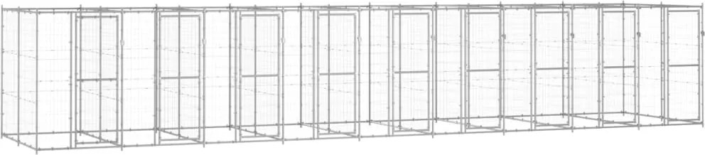 vidaXL Padoc pentru câini de exterior, 21,78 m², oțel galvanizat