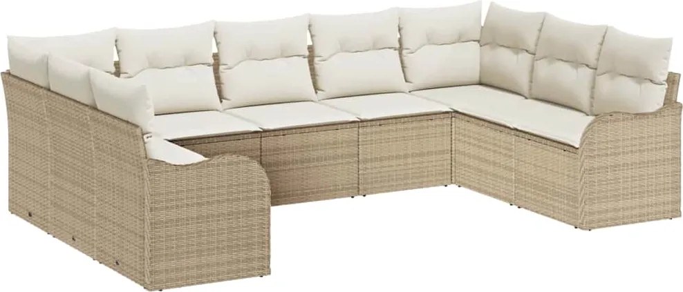 vidaXL Set de canapele pentru grădină 9 pcs Bej și alb poliratan