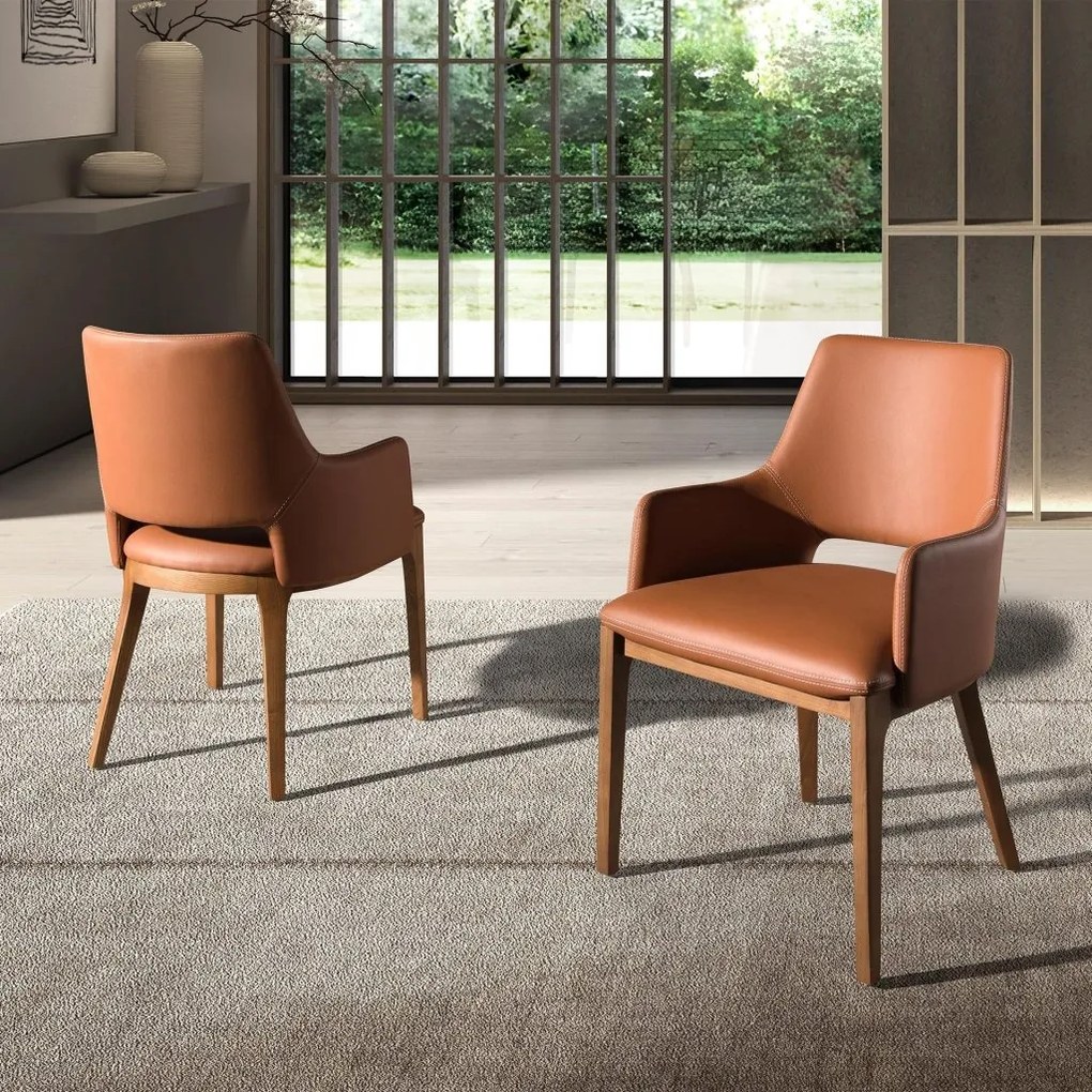 Scaun design LUX, Nuc, Piele sintetica, Brown