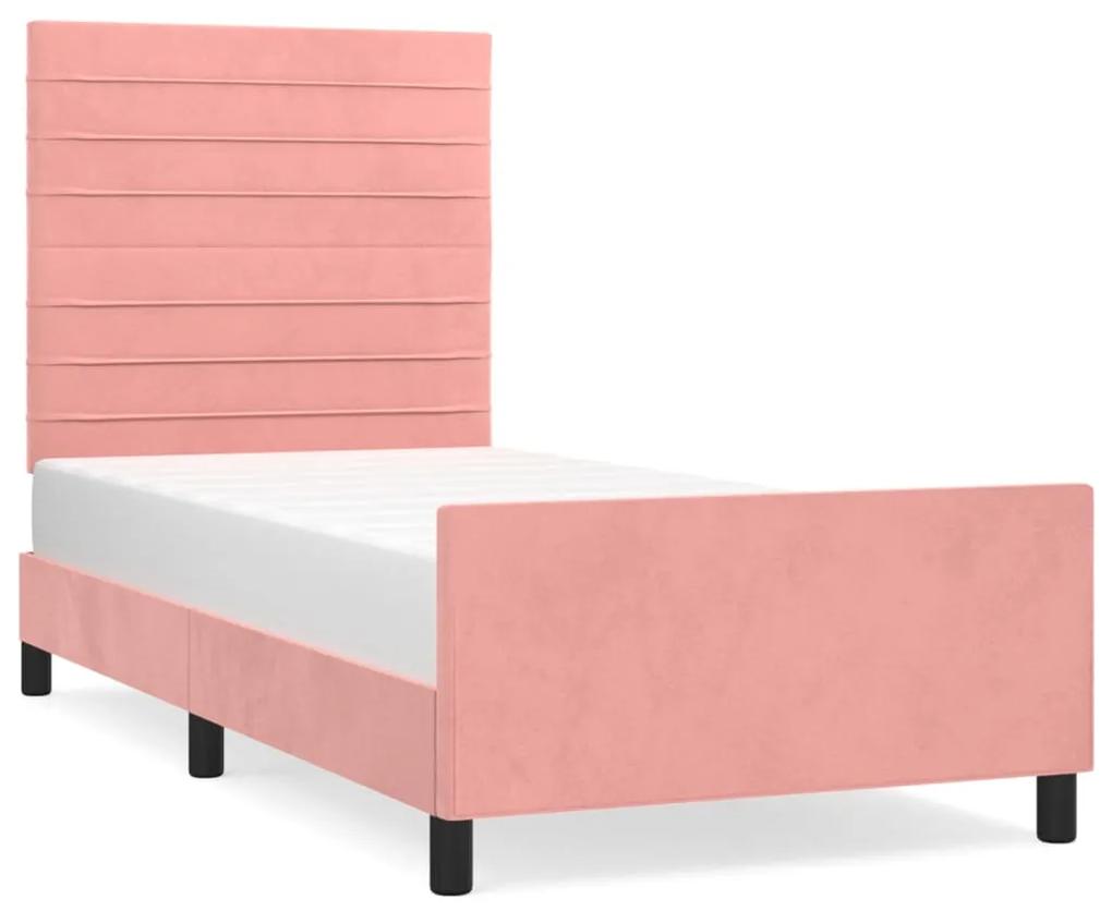3125787 vidaXL Cadru de pat cu tăblie, roz, 80x200 cm, catifea