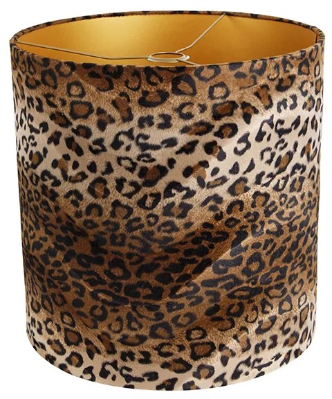 Abajur din catifea cu imprimeu leopard 40/40/40 interior auriu