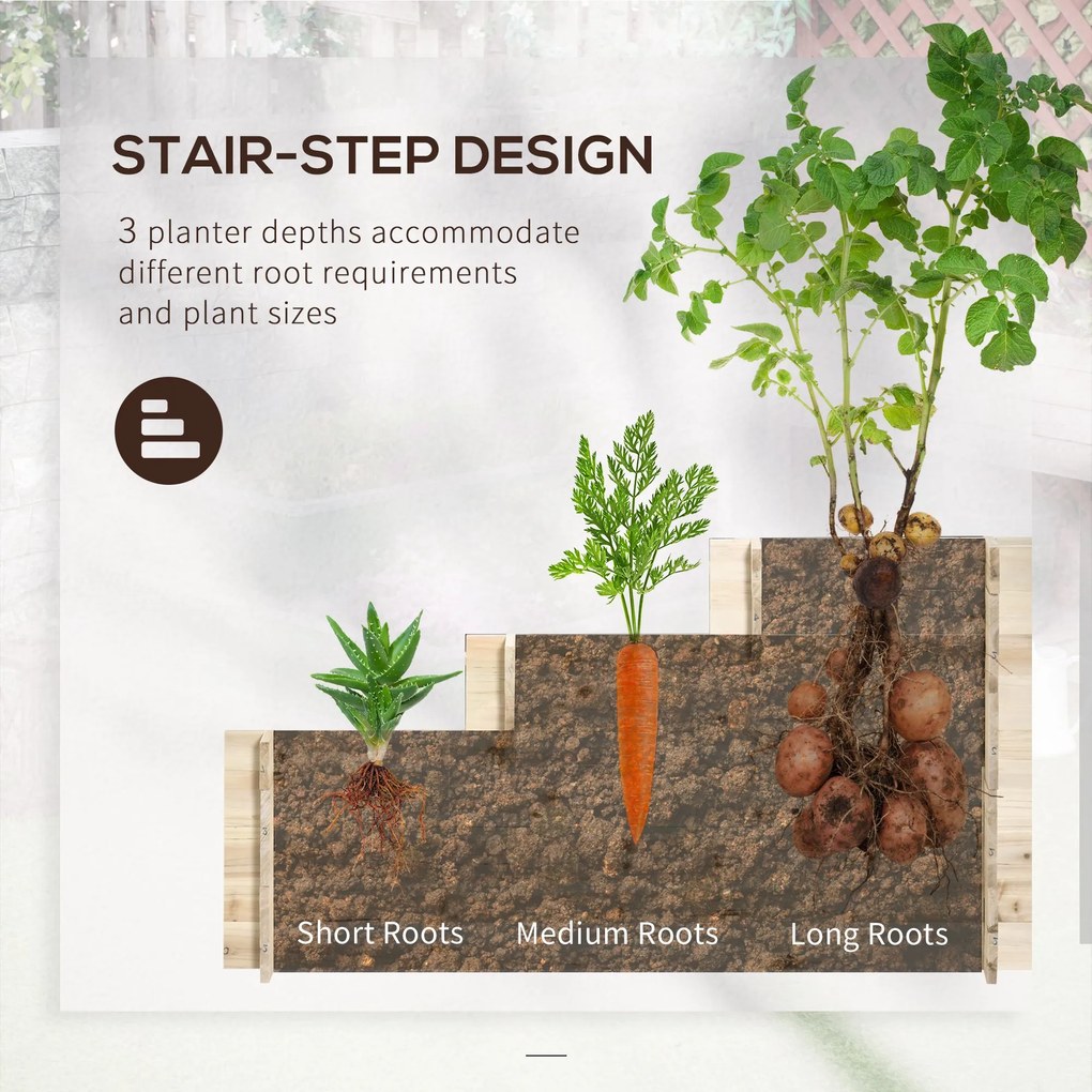 Outsunny Pat de Grădină Înălțat cu 9 Grile de Cultivare și 3 Niveluri, Țesătură Netesută pentru Legume și Flori, Interior și Exterior | Aosom Romania