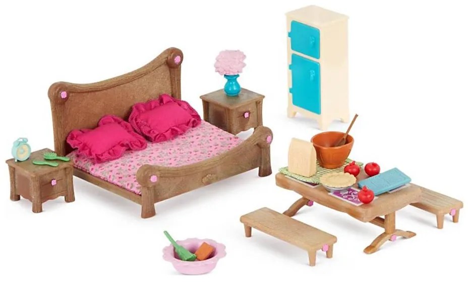 Set de jucării Li'l Woodzeez mobilier de dormitor și sufragerie
