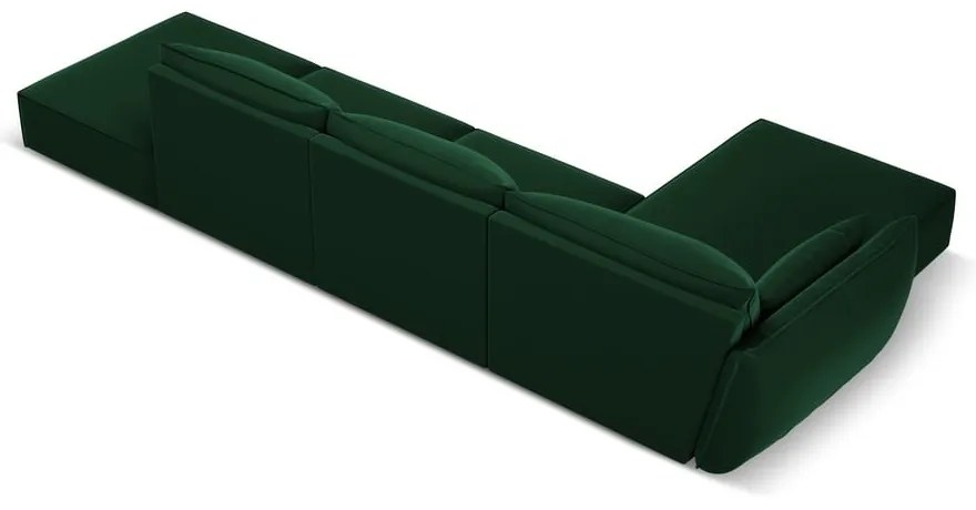 Colțar verde închis cu tapițerie din catifea (cu colț pe partea stângă, cu șezlong) Vanda – Mazzini Sofas