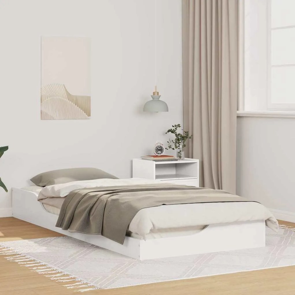 vidaXL Cadru de pat de podea Alb 100 x 210 cm Lemn