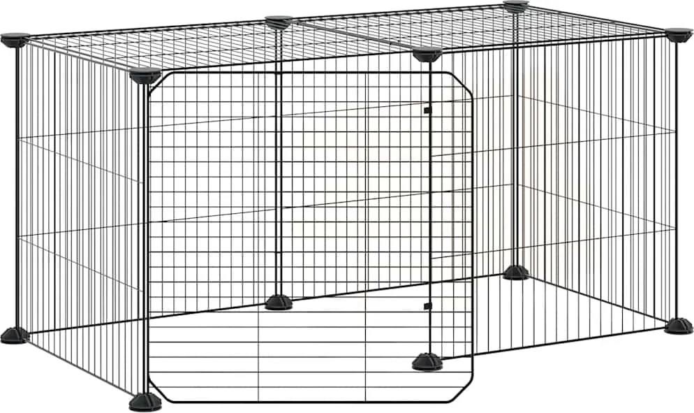 vidaXL Cușcă animale de companie cu ușă, 8 panouri, negru 35x35cm oțel