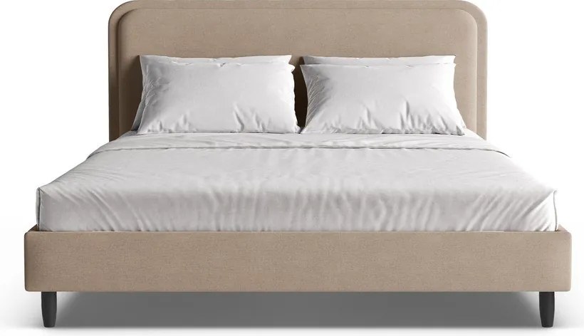 Pat matrimonial grej tapițat cu somieră 180x200 cm Aveline – Micadoni