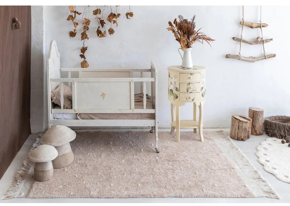 Covor bej lavabil/țesut manual din bumbac 140x200 cm Woods Symphony Linen – Lorena Canals