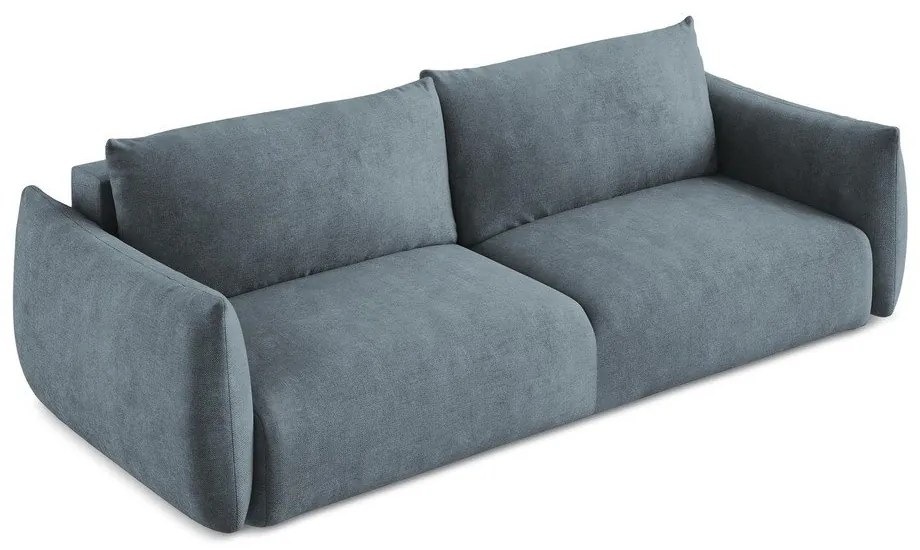 Canapea albastră extensibilă cu tapițerie din chenille 230 cm Leila – Makamii