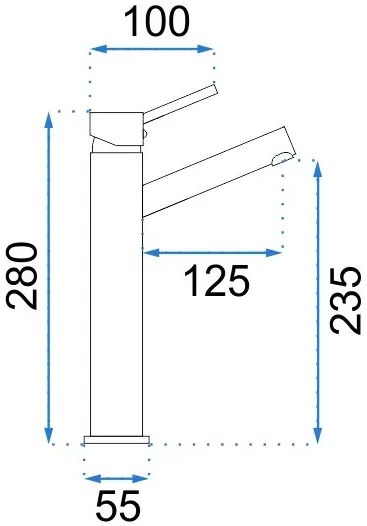 Baterie pentru lavoar REA LUMI GUN Grey MAT inalta