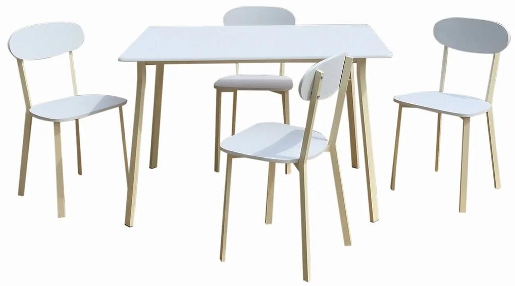 Set dining/bucatarie Bedora Osso, masa cu 4 scaune, 110 x 70 x 75 cm, metal/MDF