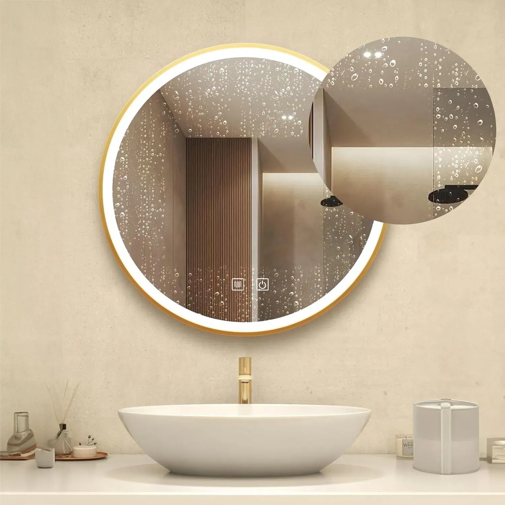 Oglinda LED MMJ Auriu 90cm, Rea