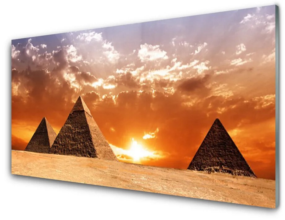 Tablou pe sticla acrilica Piramidele Peisaj Galben