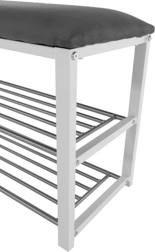 Bancă cu rafturi pantofi, gri/alb, LANGELLA NEW