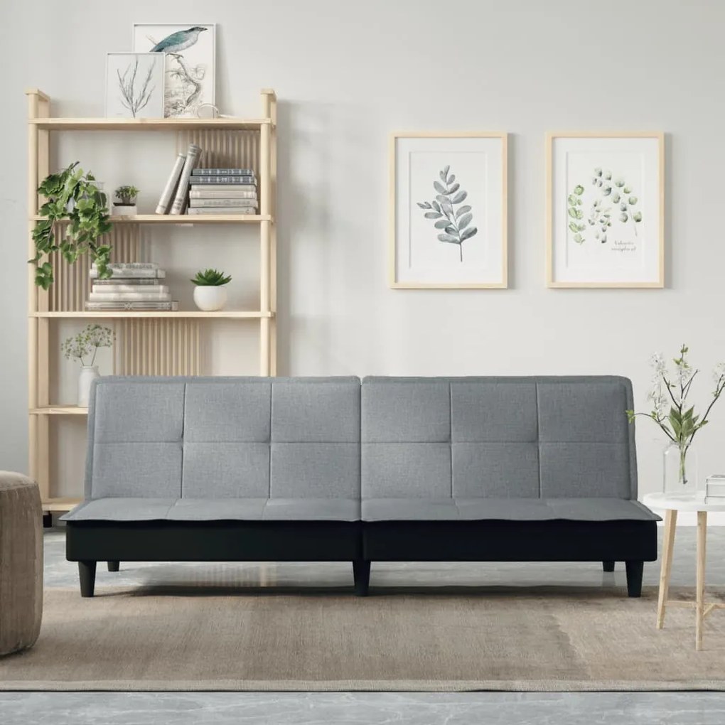 vidaXL Canapea extensibilă, gri deschis, material textil