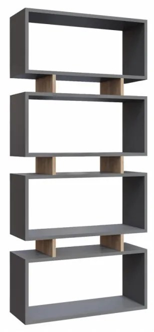 Biblioteca Living Langdon, PAL Melaminat, Gri Antracit / Stejar