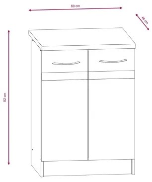 Mobilă de bucătărie VALERIA 240 cm, stejar sonoma/maro
