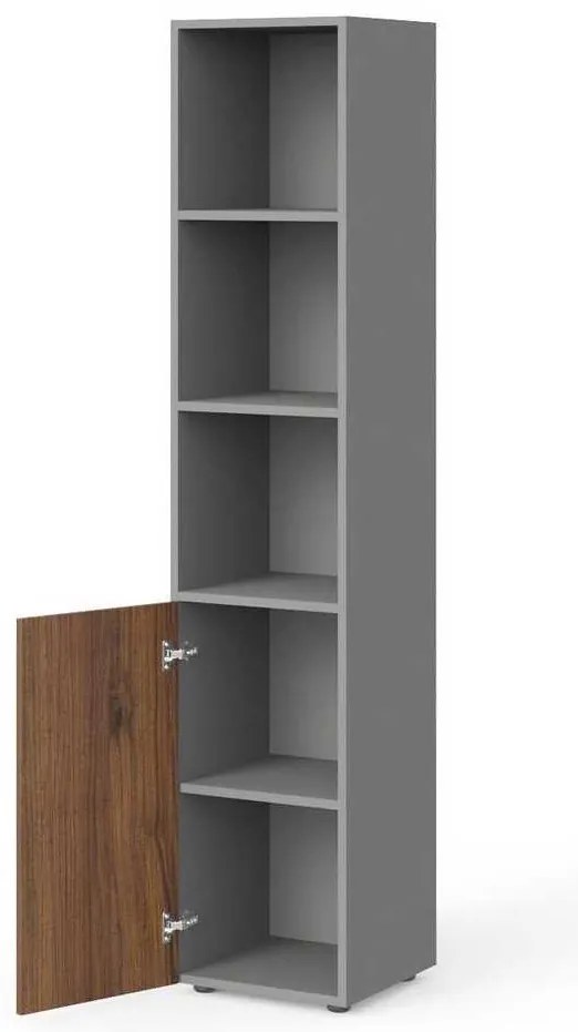 Dulap înalt Manager 39,9 x 42,2 x 196,5 cm, stânga, nuca warmia / gri