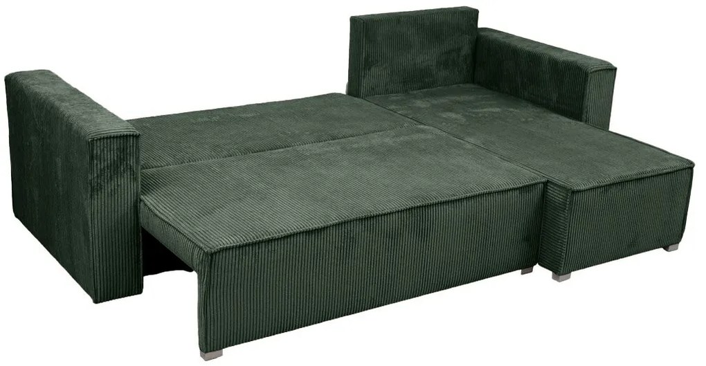 Canapea colt extensibila SMART COSARO verde inchis, cu colt bilateral + 2 perne CADOU