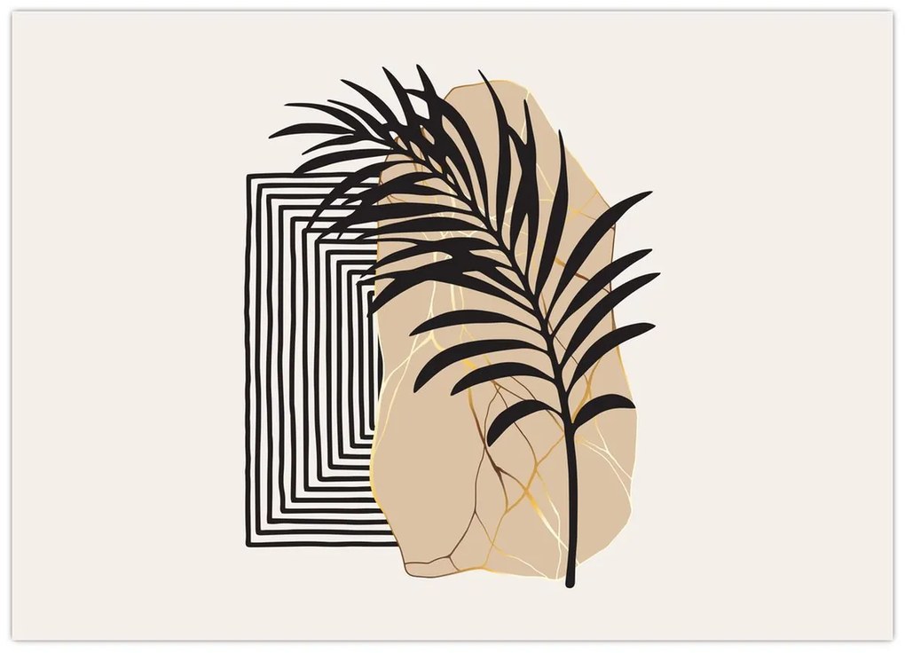 Tablou - Abstracție cu frunze tropicale N⁰3 (70x50 cm)