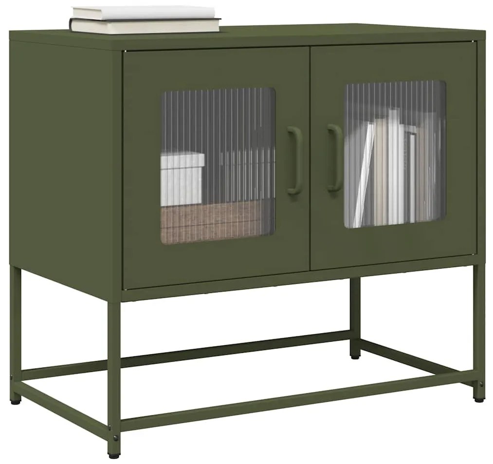 vidaXL Dulap TV, verde măsliniu, 68x39x60,5 cm, oțel laminat la rece