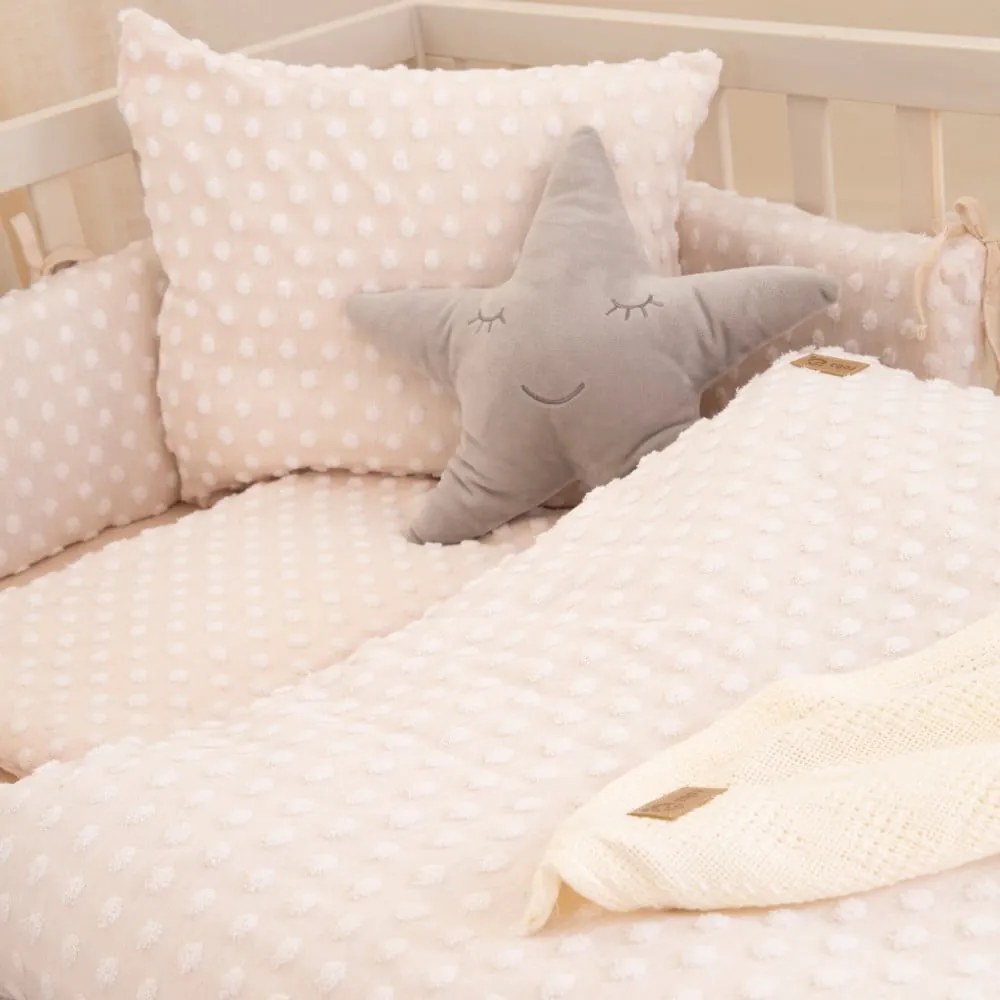 Lenjerie de pat pentru copii bej din amestec de bumbac pentru pătuț 100x135 cm Frosty Almond – Roba