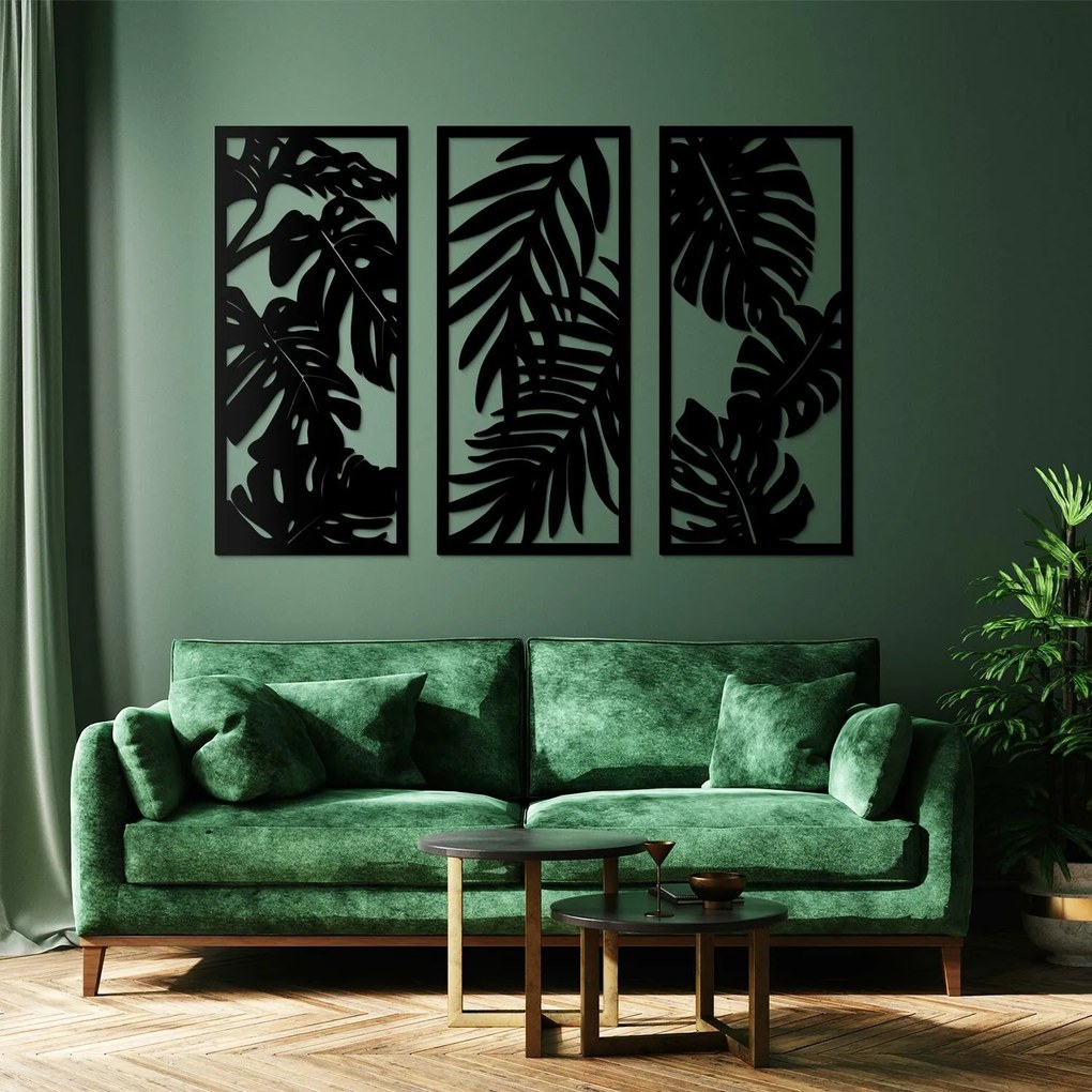 DUBLEZ | Decorațiune din lemn în 3 piese - Monstera