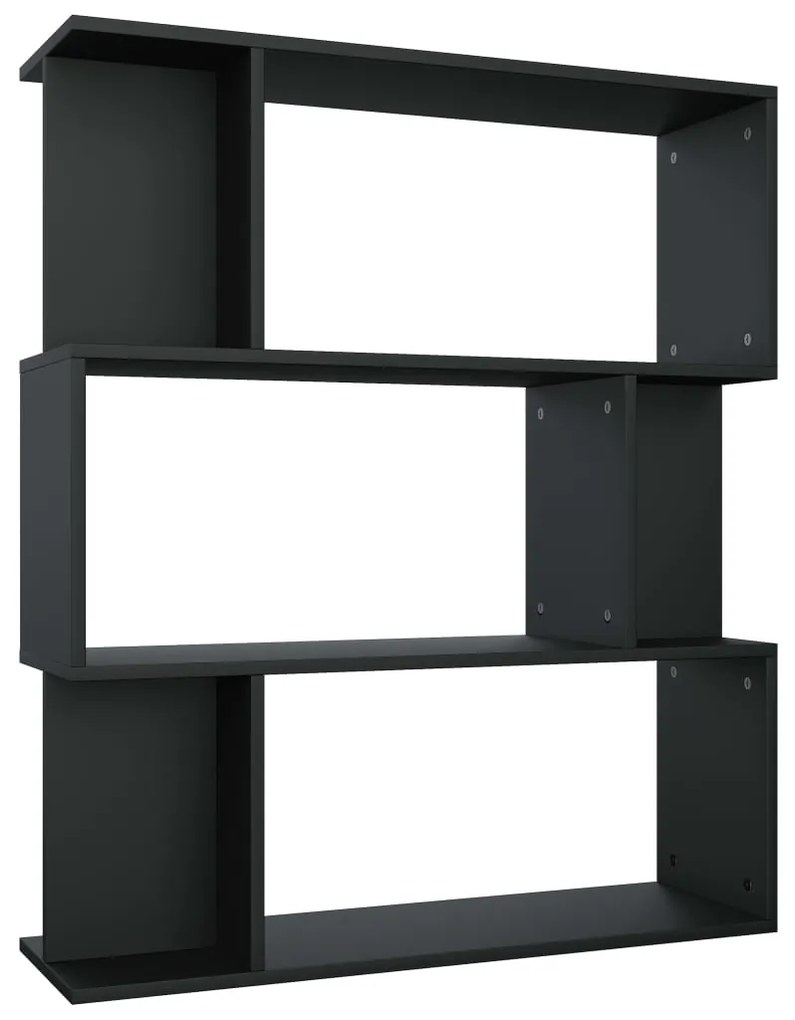 800082 vidaXL Bibliotecă/Separator cameră, negru, 80x24x96 cm, PAL