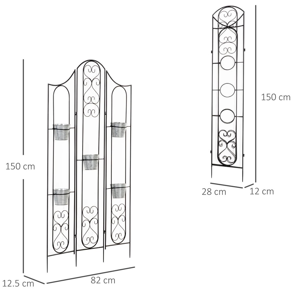 Outsunny Suport Compact pentru Plante, 5 Ghivece Incluse, Ideal pentru Spații Mici, Negru | Aosom Romania