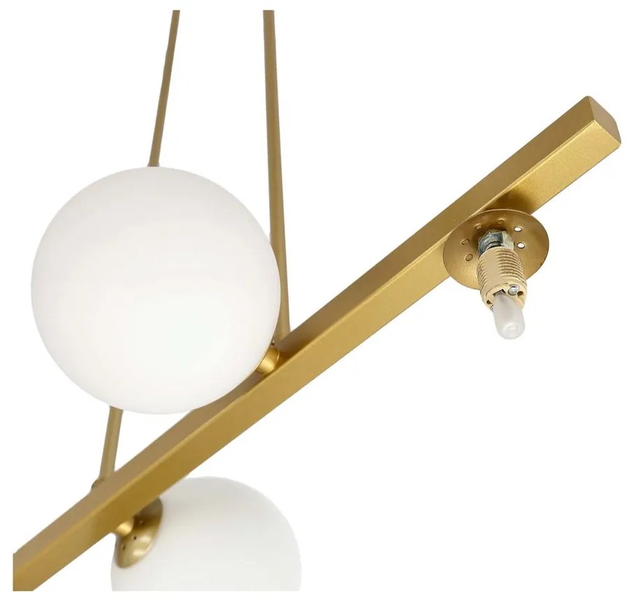 Lustră albă/aurie cu abajur din sticlă Kama – Candellux Lighting