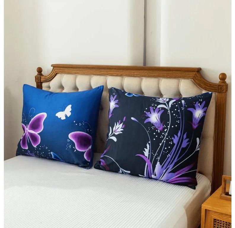 Lenjerie de pat microplus VIOLET BUTTERFLY albastru închis Dimensiune lenjerie de pat: 2 buc 70 x 90 cm | 200 x 220 cm