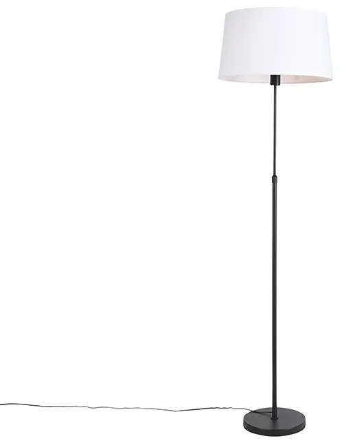 Lampă de podea neagră cu abajur din in alb 45 cm reglabil - Parte