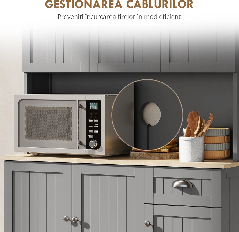 HOMCOM Dulap de Bucătărie cu Spațiu de Depozitare, 71" Alb | Aosom Romania