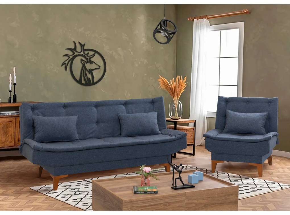 Set canapea fotoliu Syrma Tkm (albastru închis). 1087986