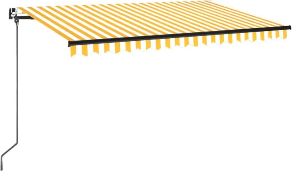 vidaXL Copertină retractabilă manual, galben și alb, 450x350 cm