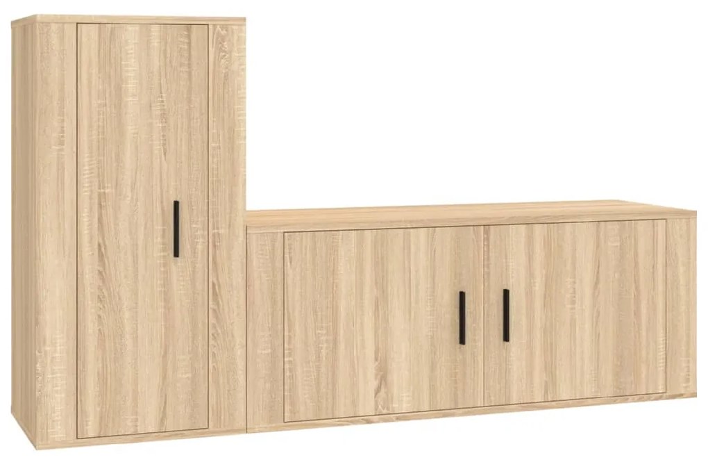 3188489 vidaXL Set dulap TV, 2 piese, stejar sonoma, lemn prelucrat