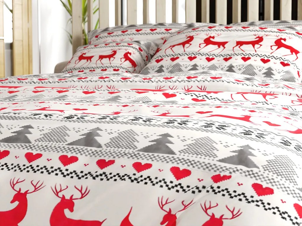 Lenjerie de pat din flanel DEER DREAMS albă Dimensiune lenjerie de pat: 70 x 90 cm | 140 x 220 cm