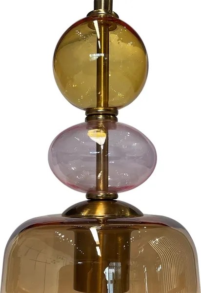 Lustră suspendată pe cablu TROPEA 1xE27/15W/230V negru/fumuriu bej/roz