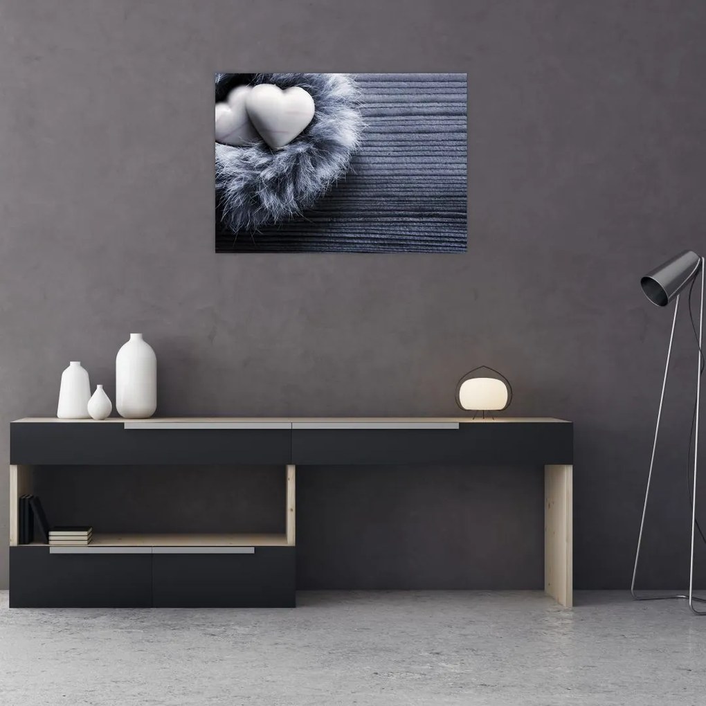 Tablou pe sticlă - Cuibul dragostei (70x50 cm)