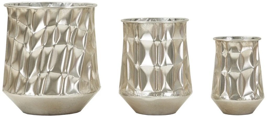 Mauro Ferretti Set 3 Vaze Finisaj Argintiu Cm Ø 35X38,5-27,5X33-18,5X26,3 | Aosom Romania