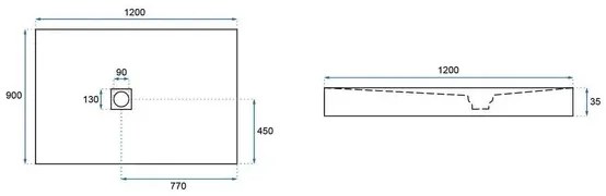 Cadita dus dreptunghiulara Rea Rock 90x120 gri