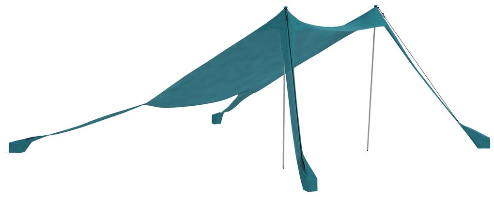 Outsunny Cort de plajă, adăpost solar de camping, față de cort cu 2 stâlpi, copertină de umbră exterioară - dim. 215L x 200l x 200H cm | Aosom Romania
