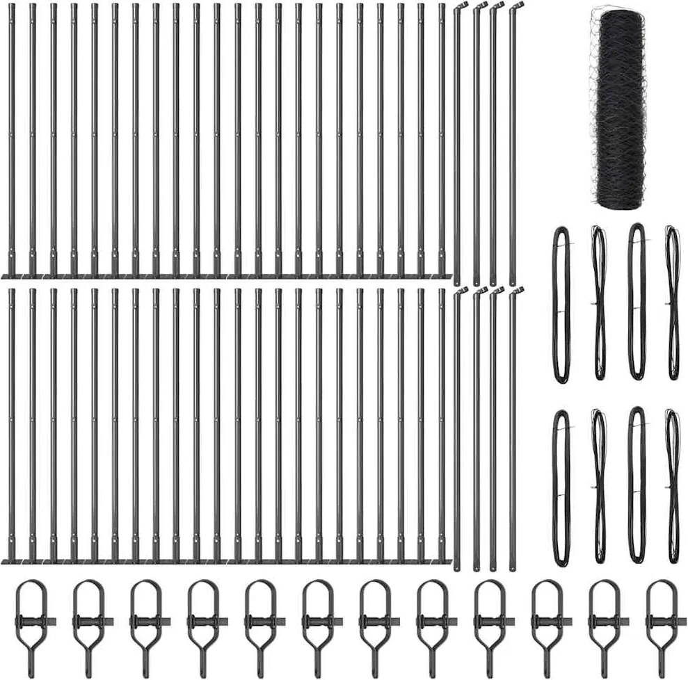 vidaXL Stâlp de gard. Gri 100 x 0,5 m (plasă de 50 mm) Oțel și PVC